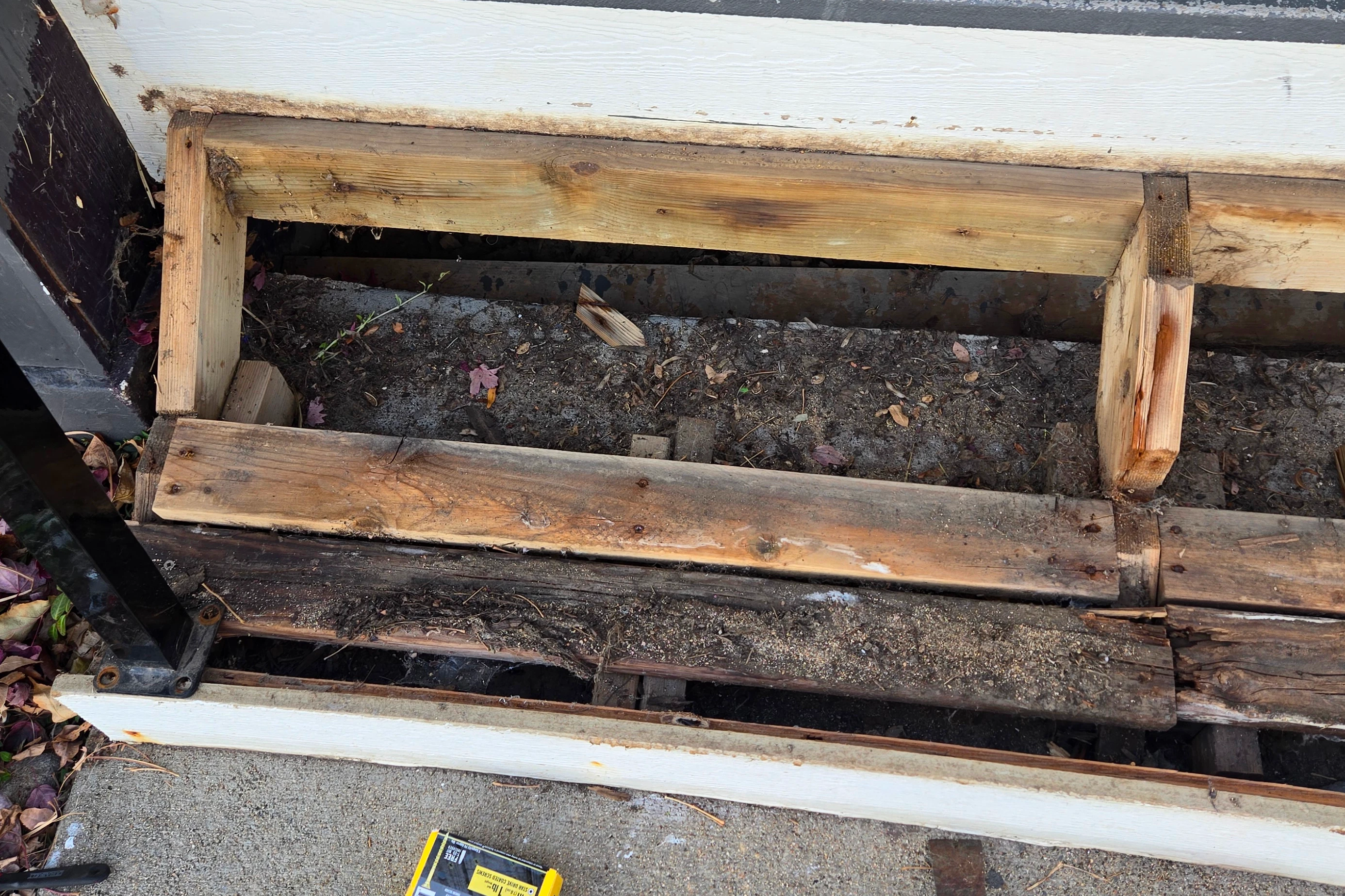 Before Deck Repair of rotted wood stairs