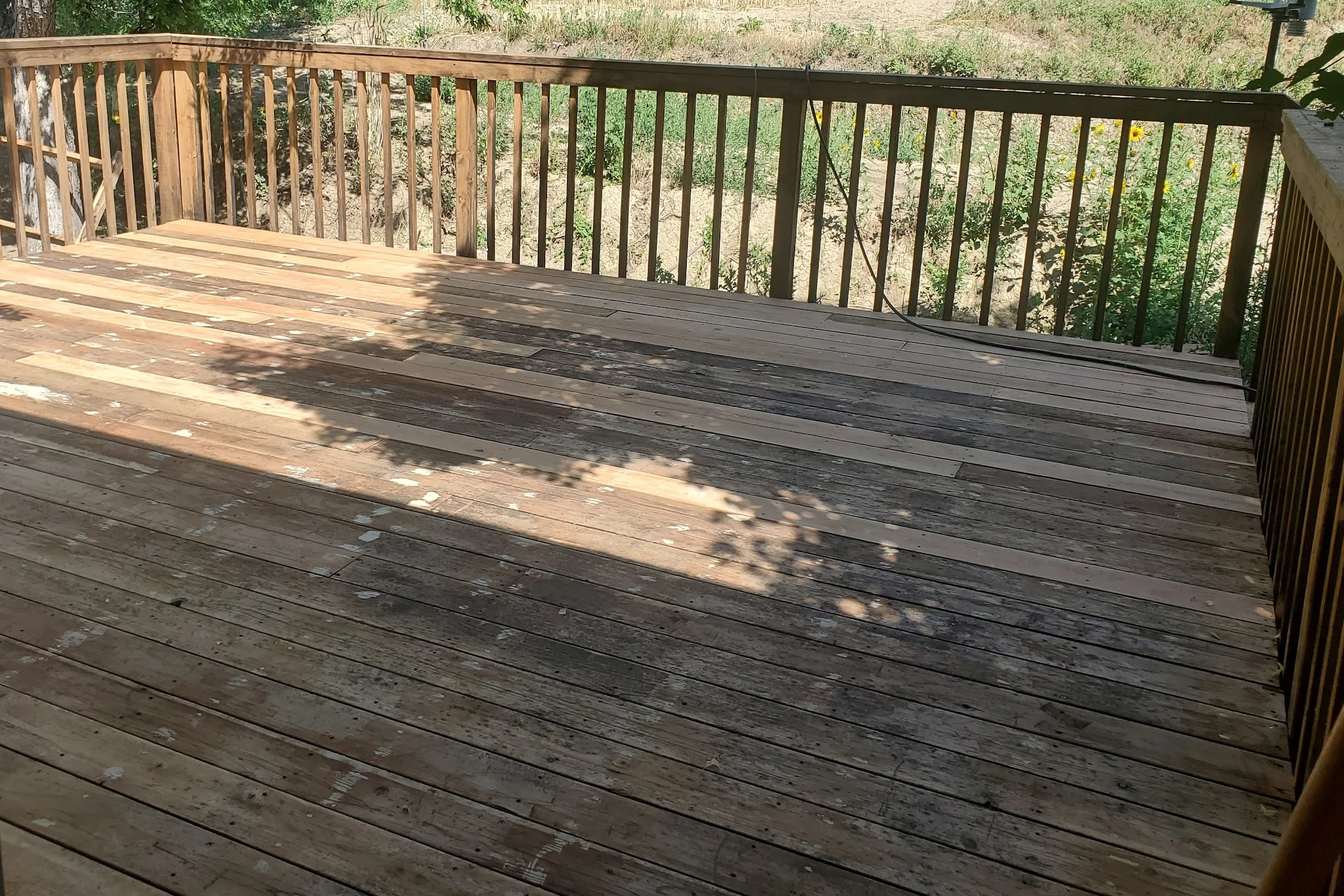 A deck being resurfaced